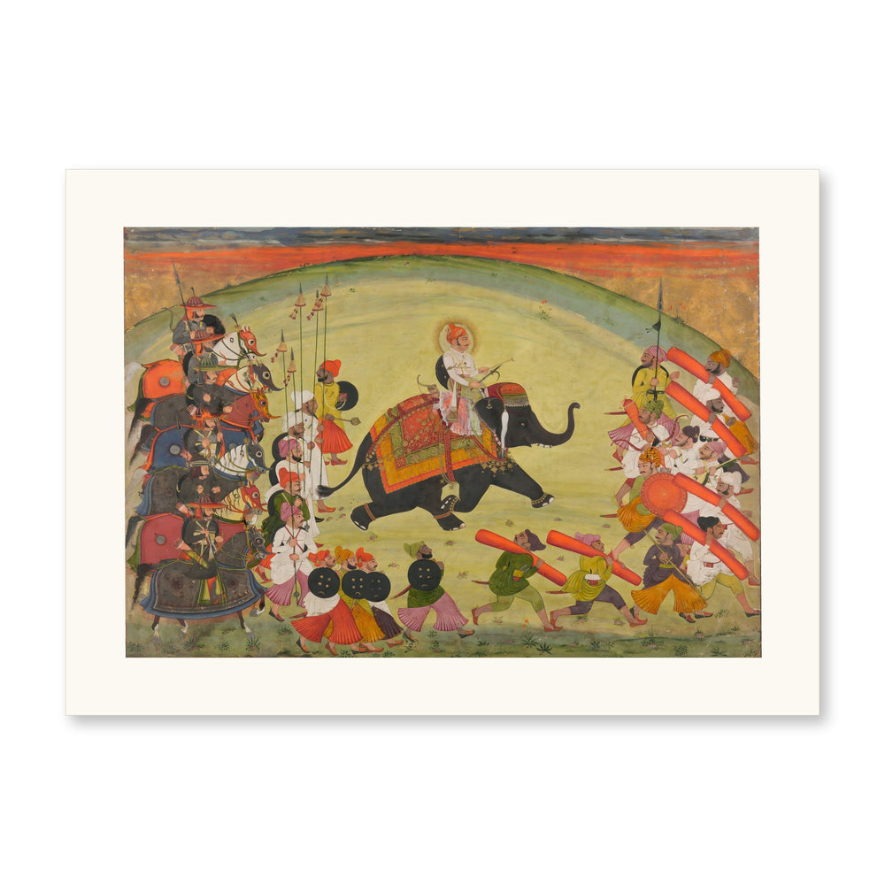 Maharao Gumen Singh Riding to the Hunt — Restored Rajput Wall Art — view 10
