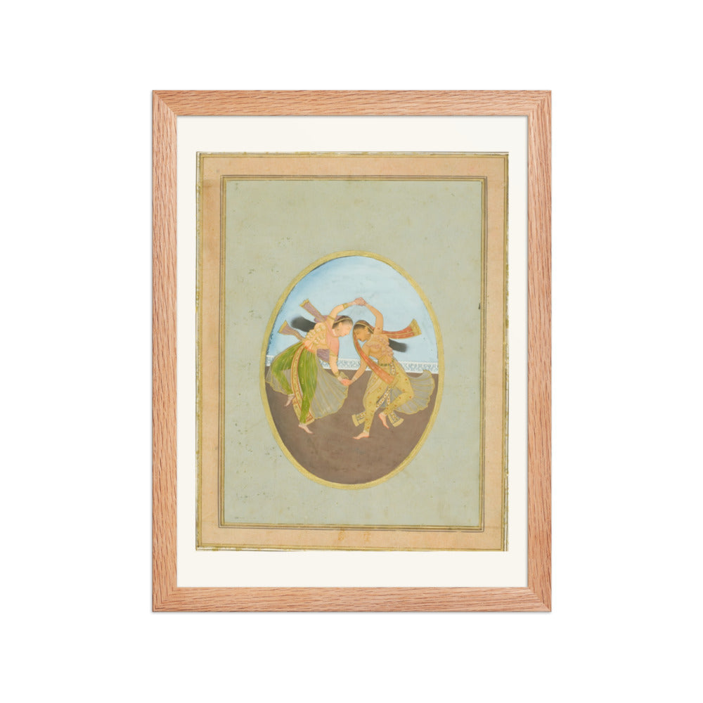 Two Maidens Reading the Katha — Restored Mughal Wall Art — view 2