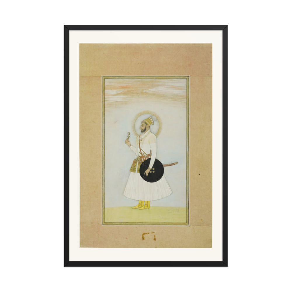 Portrait of Muhammad Azim with a Shield — Restored Rajput Wall Art — view 10