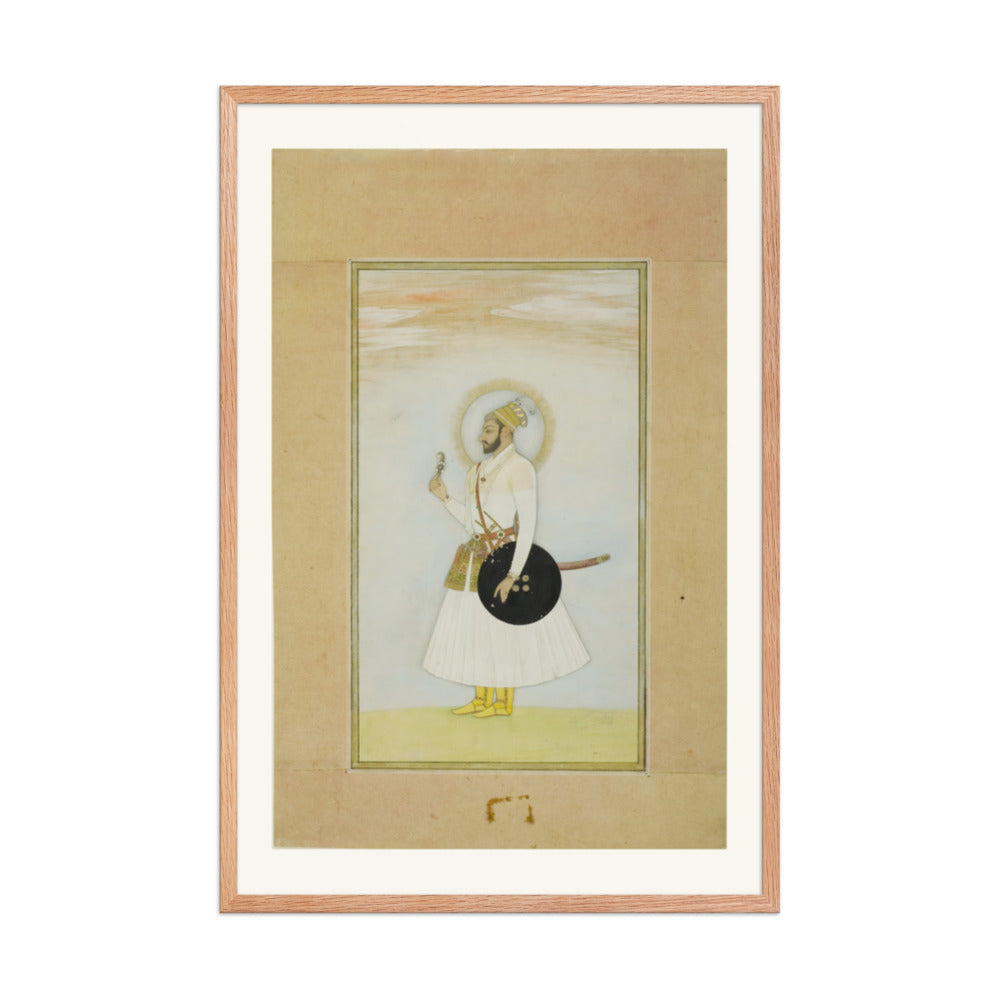 Portrait of Muhammad Azim with a Shield — Restored Rajput Wall Art — view 11