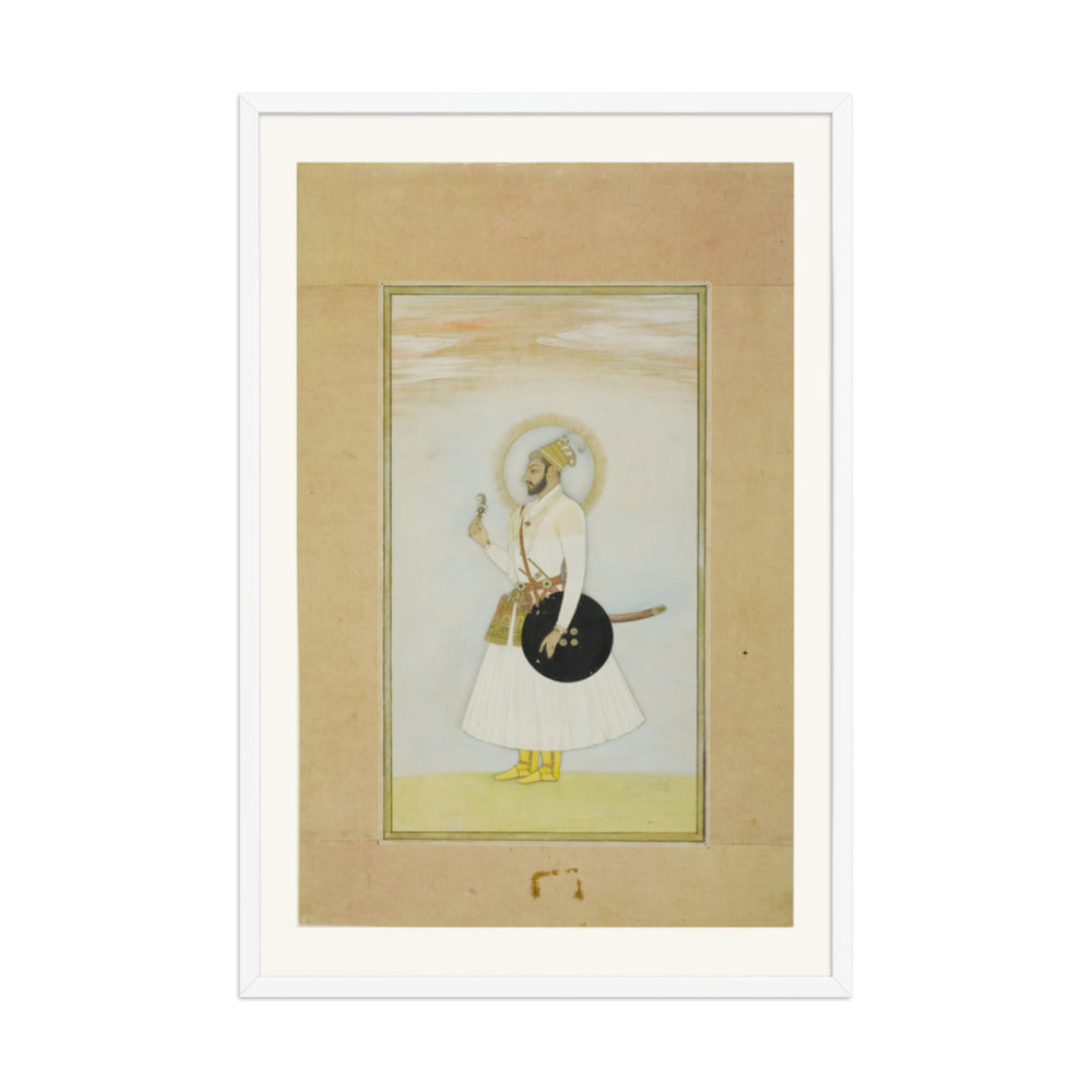 Portrait of Muhammad Azim with a Shield — Restored Rajput Wall Art — view 12