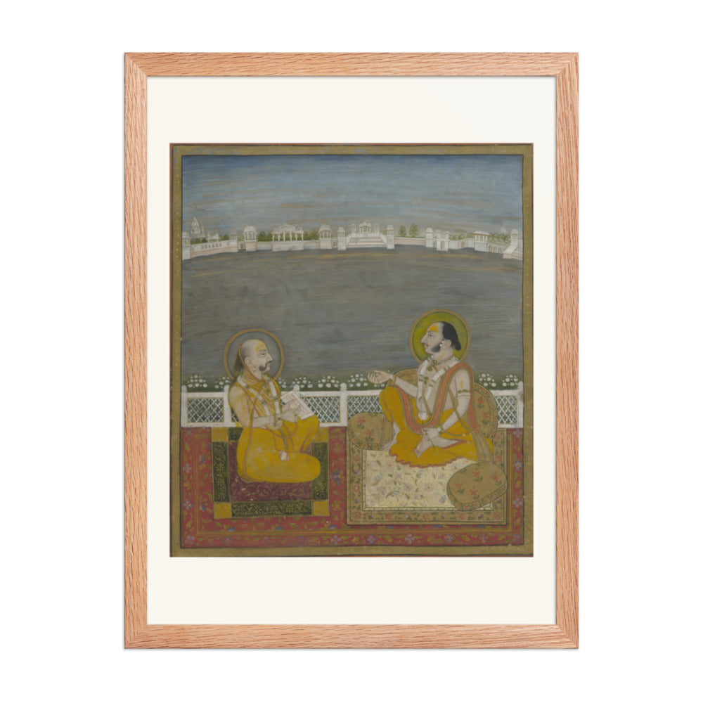A Prince and Companion on a Terrace — Restored Rajput Wall Art — view 5