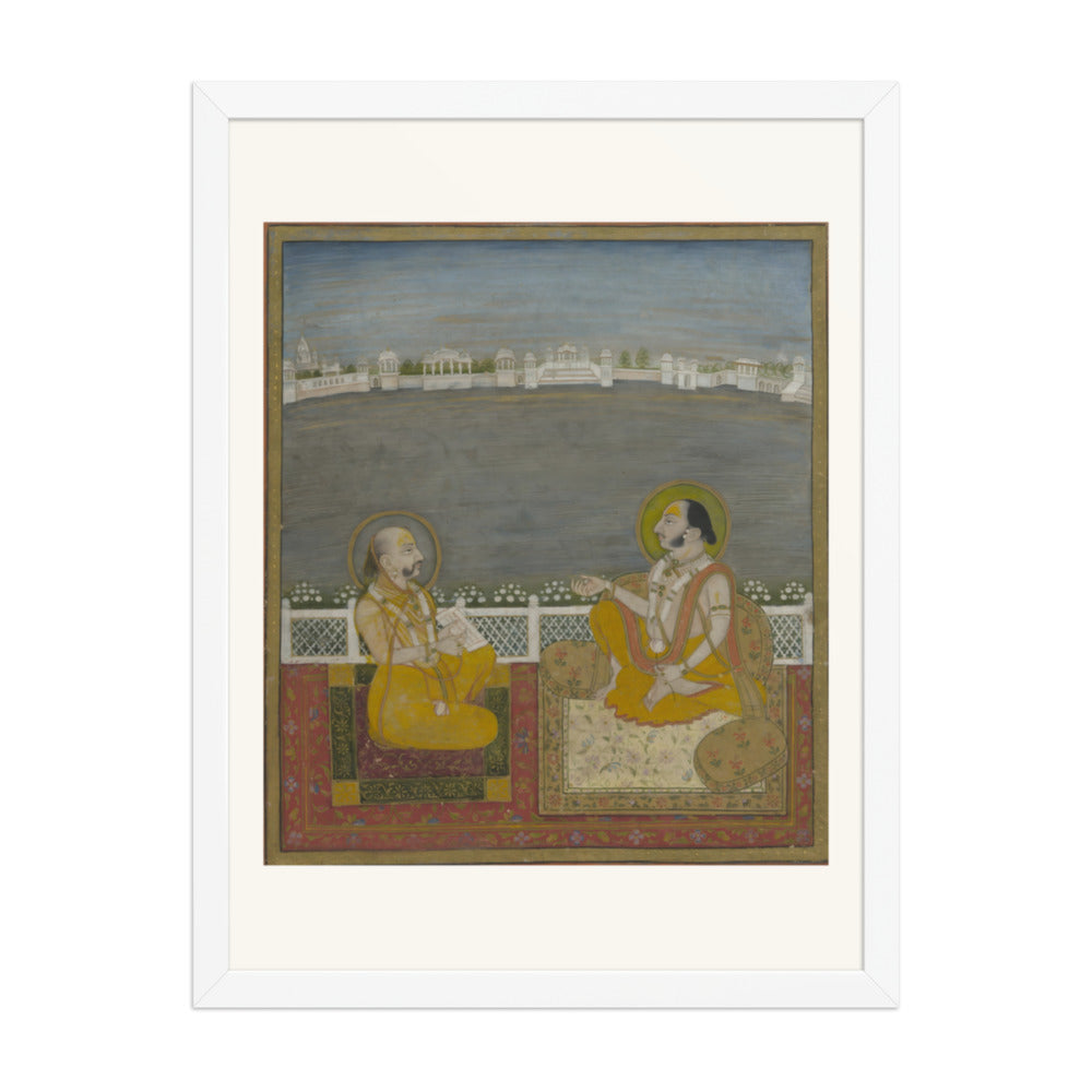 A Prince and Companion on a Terrace — Restored Rajput Wall Art — view 6
