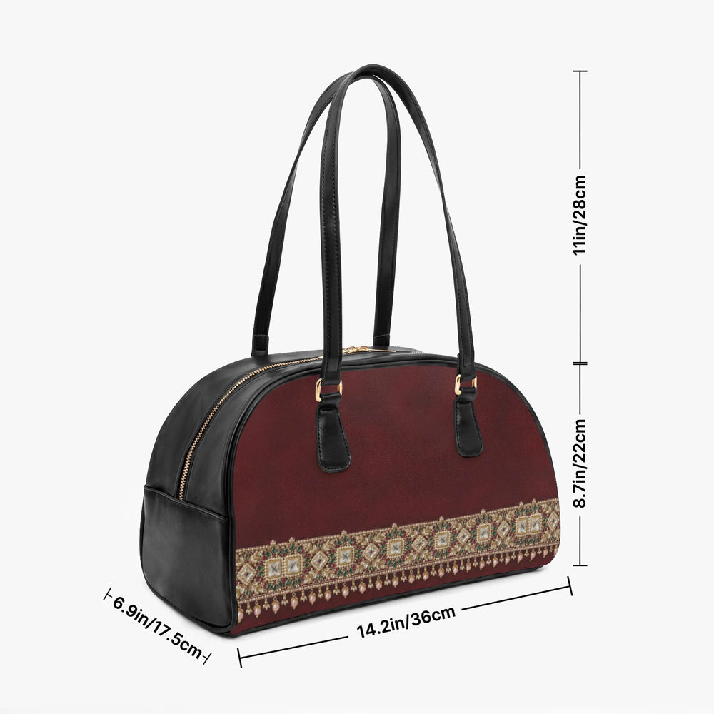 Kundan Potli — Maroon Velvet Arch-Top Handbag — view 3