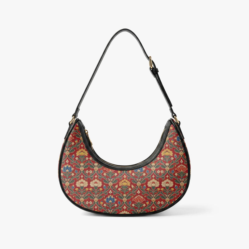 Chintz Jaal — Red & Indigo Crescent Shoulder Bag