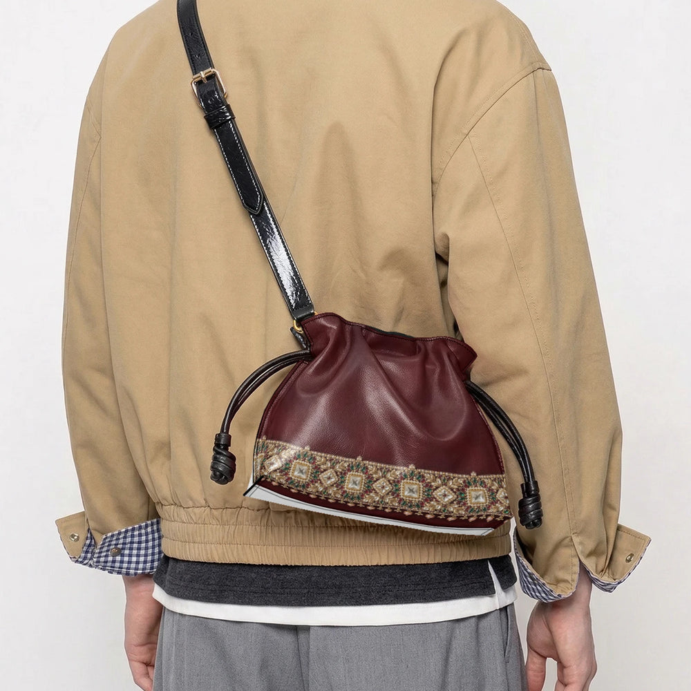 Kundan Potli — Maroon Velvet Drawstring Pouch Bag — view 9