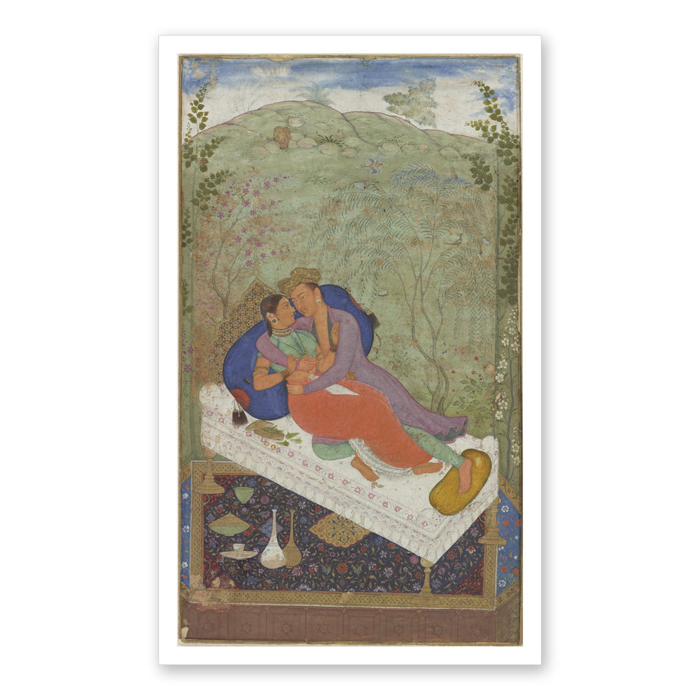 Sultan Murad and a Consort — Restored Mughal Wall Art — view 7