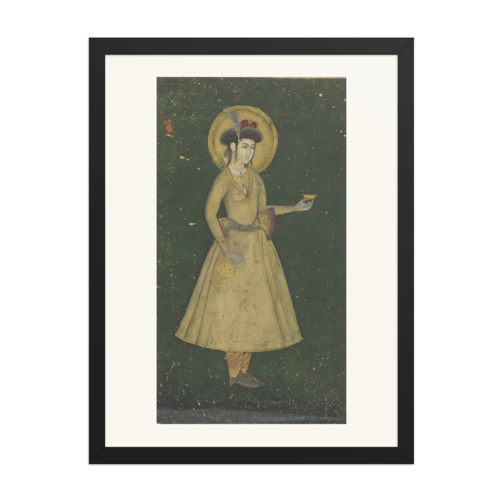 A Princess with a Wine Cup — Restored Mughal Wall Art — view 4