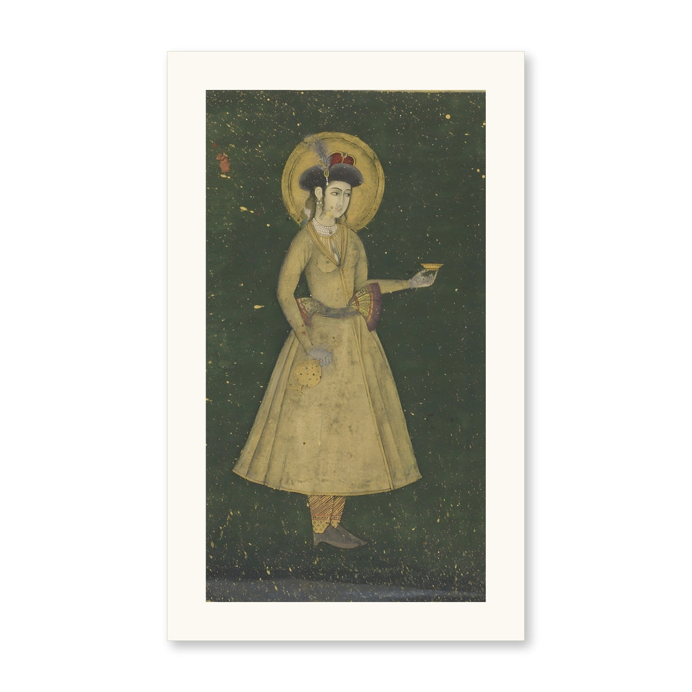A Princess with a Wine Cup — Restored Mughal Wall Art — view 7