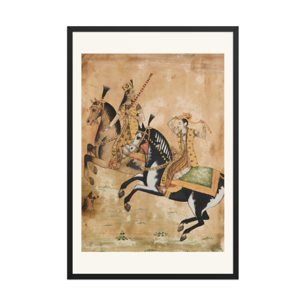 A Prince and Princess Riding — Restored Mughal Wall Art — view 10