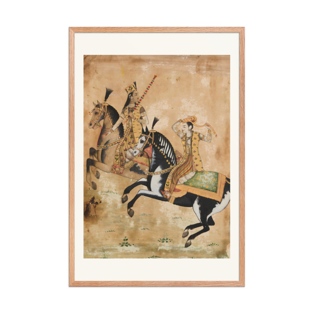 A Prince and Princess Riding — Restored Mughal Wall Art — view 11