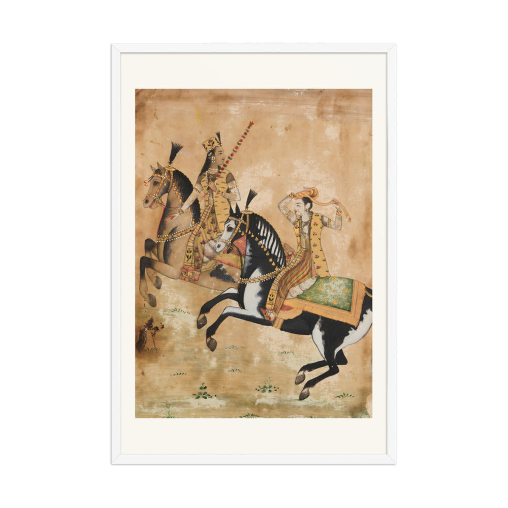 A Prince and Princess Riding — Restored Mughal Wall Art — view 12