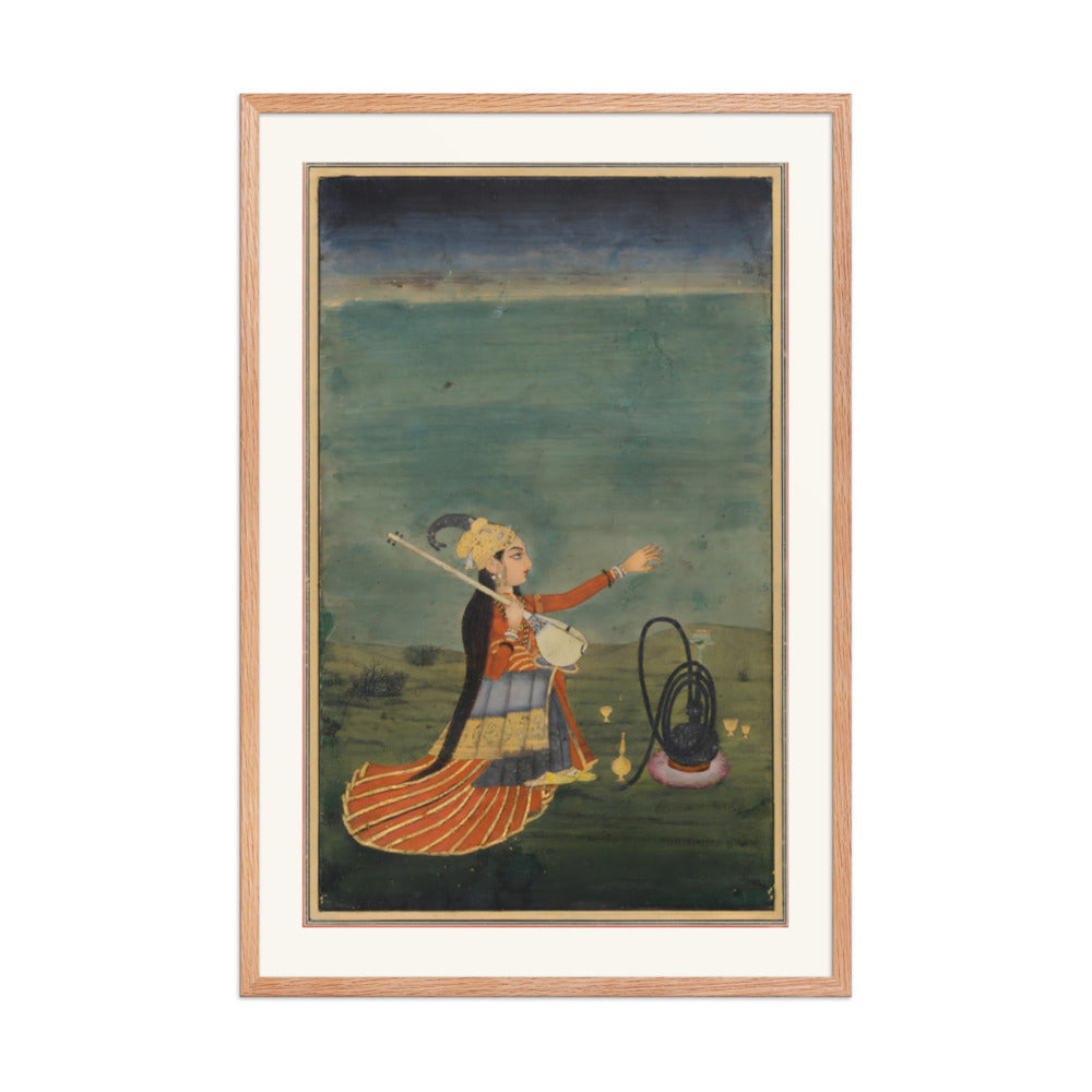 A Musician with a Tanpura — Restored Mughal Wall Art — view 11