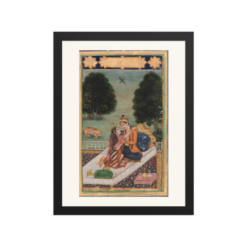 Lovers on a Terrace — Restored Mughal Wall Art