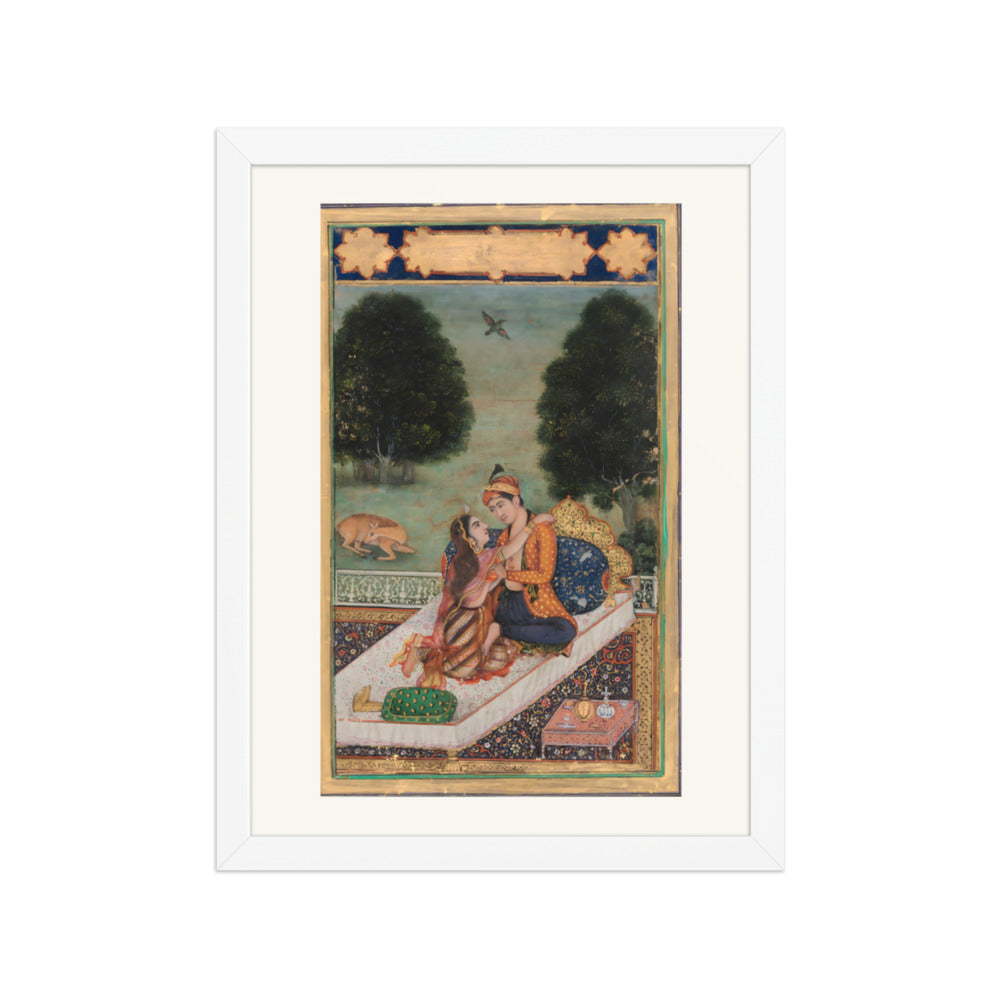 Lovers on a Terrace — Restored Mughal Wall Art — view 3