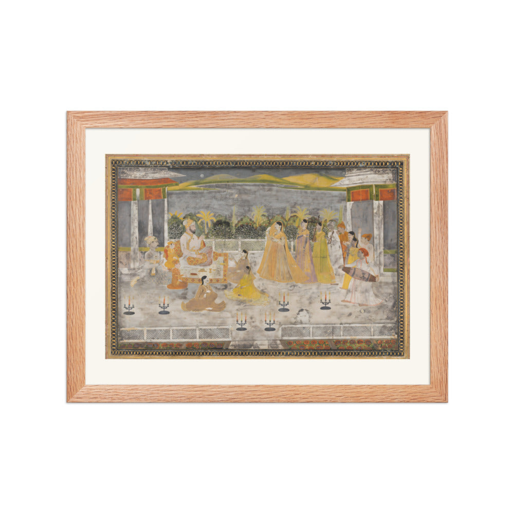 A Palace Garden Gathering — Restored Mughal Wall Art — view 2