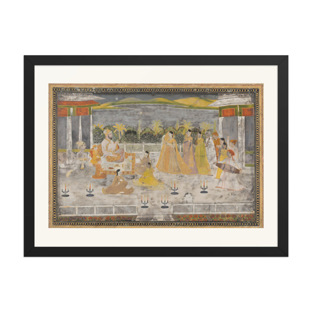 A Palace Garden Gathering — Restored Mughal Wall Art — view 4