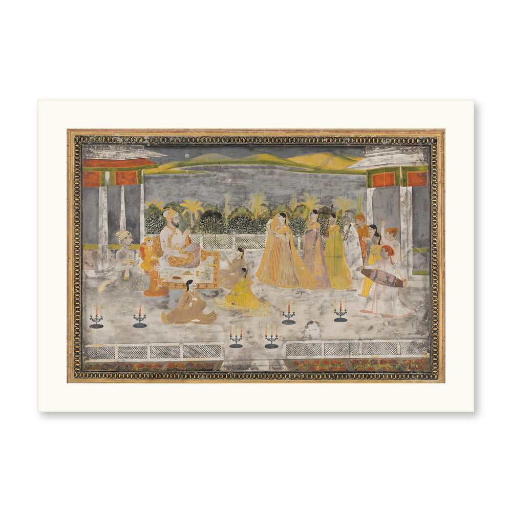 A Palace Garden Gathering — Restored Mughal Wall Art — view 7
