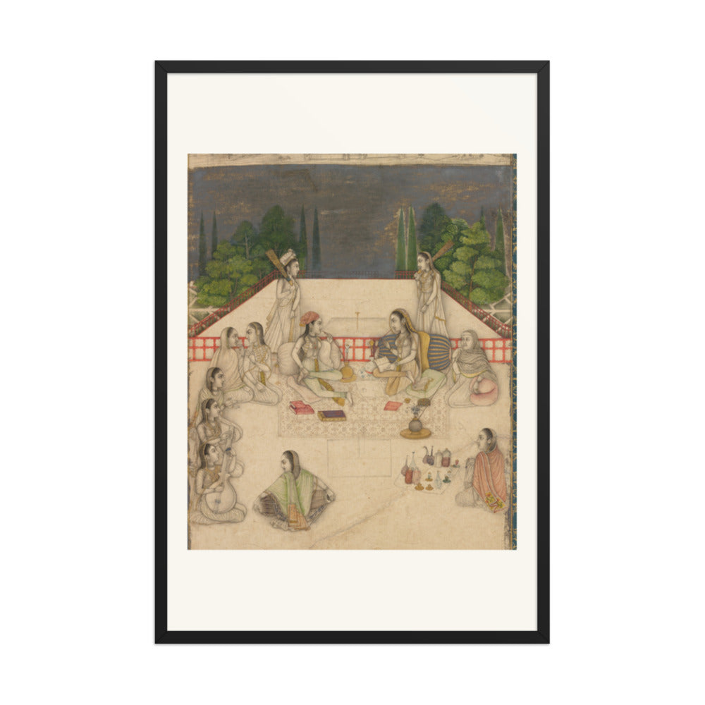 Two Women on a Terrace at Night — Restored Mughal Wall Art — view 10