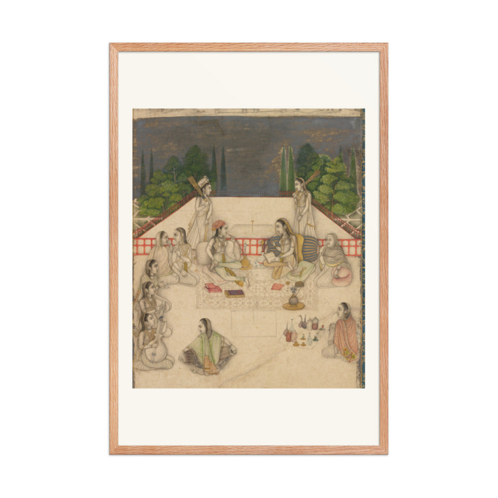 Two Women on a Terrace at Night — Restored Mughal Wall Art — view 11