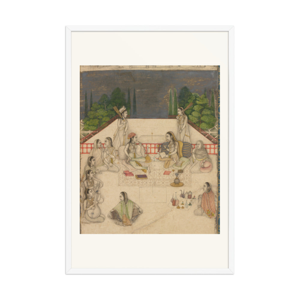 Two Women on a Terrace at Night — Restored Mughal Wall Art — view 12
