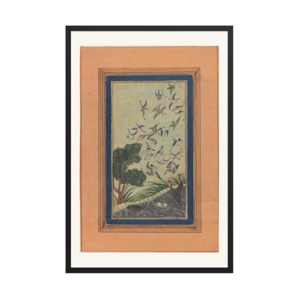 Birds in a Flowering Tree — Restored Mughal Wall Art — view 10