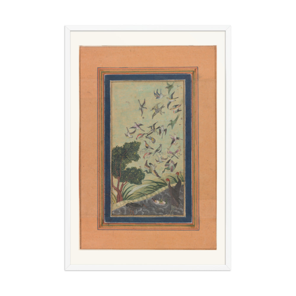 Birds in a Flowering Tree — Restored Mughal Wall Art — view 12