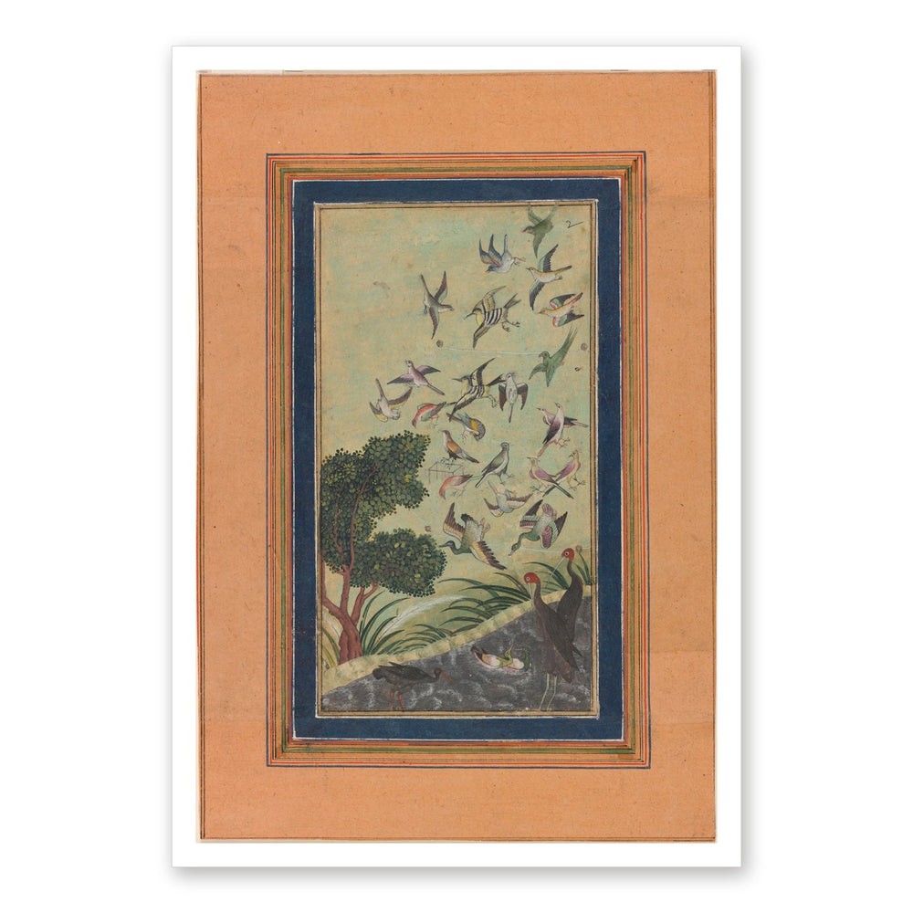 Birds in a Flowering Tree — Restored Mughal Wall Art — view 7