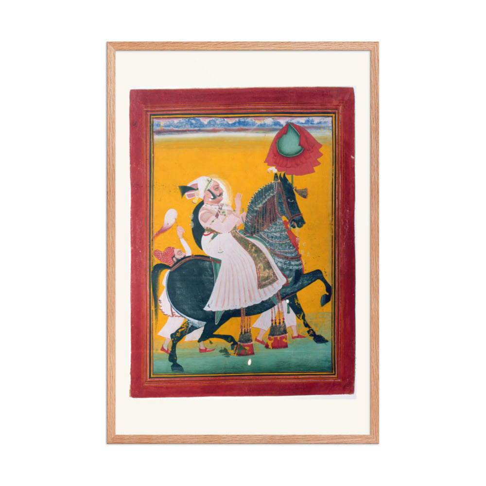 Rawat Ragho Das of Deogarh on Horseback — Restored Rajput Wall Art — view 11