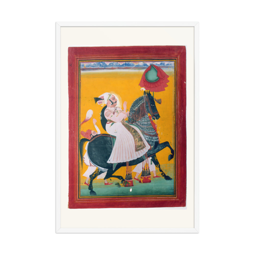 Rawat Ragho Das of Deogarh on Horseback — Restored Rajput Wall Art — view 12