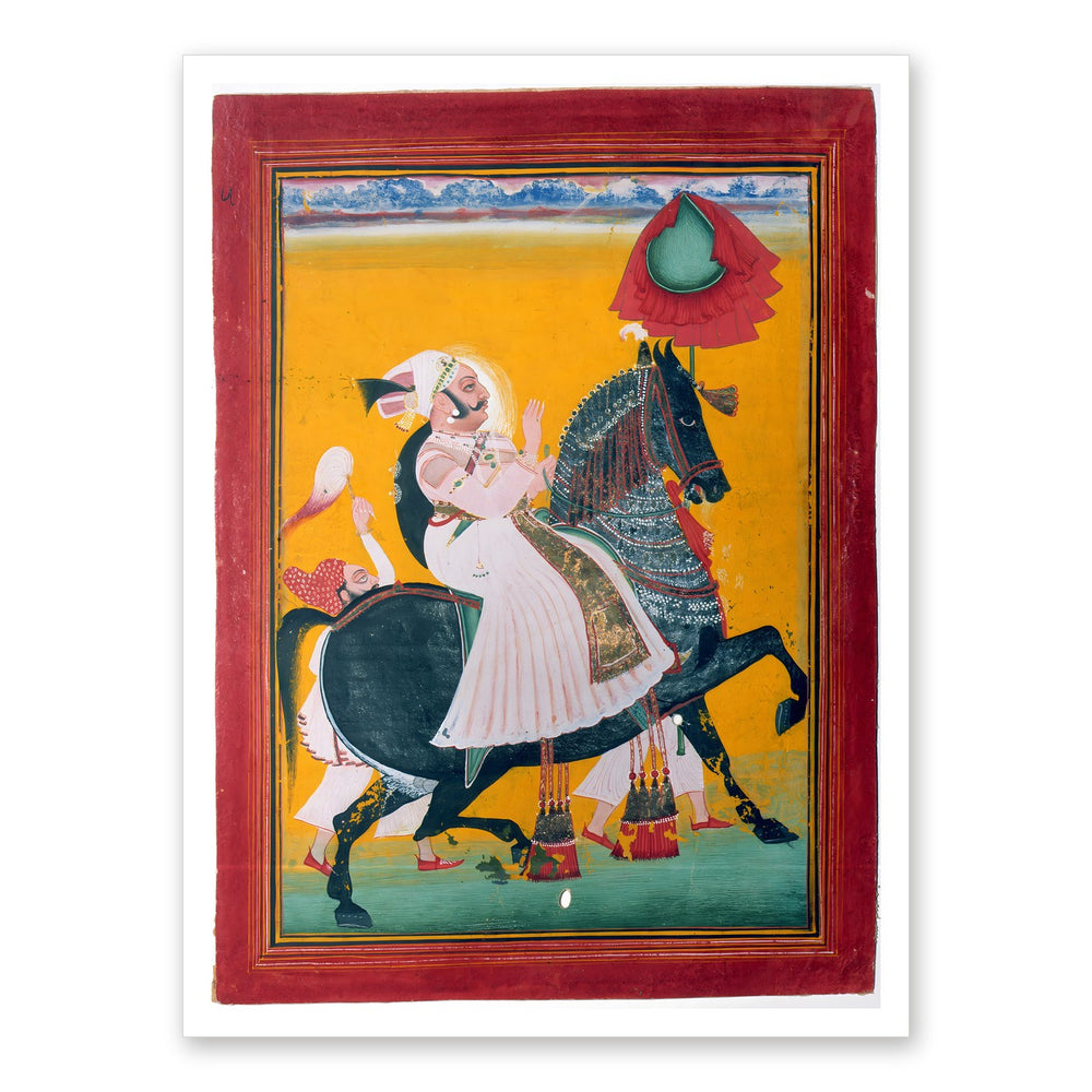 Rawat Ragho Das of Deogarh on Horseback — Restored Rajput Wall Art — view 7
