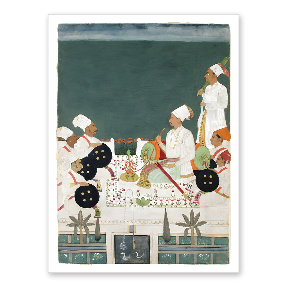 A Rathore Chief with His Kinsmen — Restored Rajput Wall Art — view 7