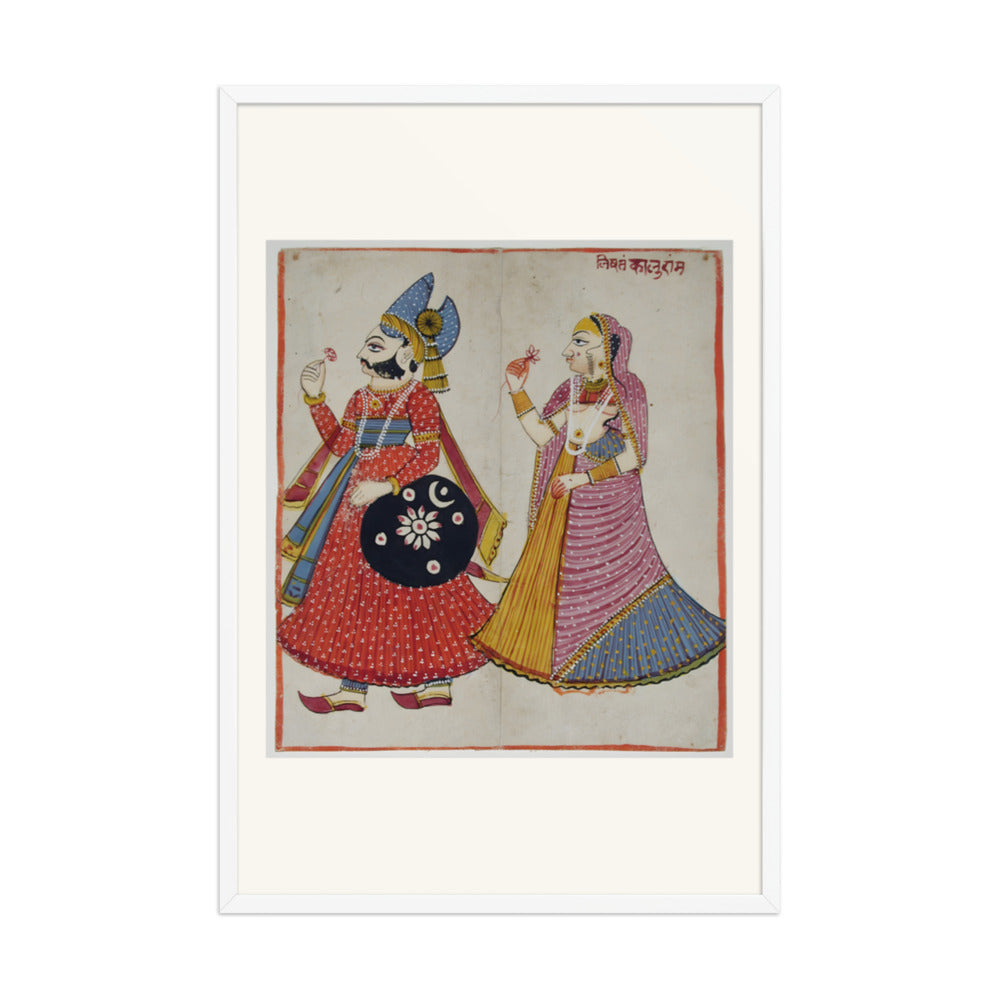 A Raja and His Rani — Restored Rajput Wall Art — view 12