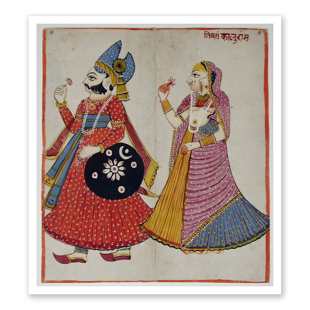 A Raja and His Rani — Restored Rajput Wall Art — view 7