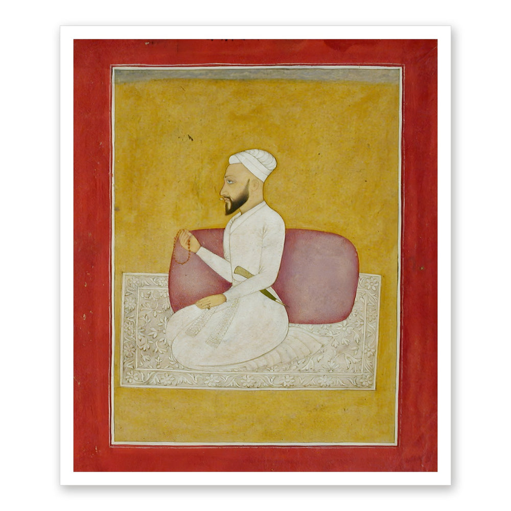 Adina Beg Khan at His Prayer Beads — Restored Mughal Wall Art — view 7