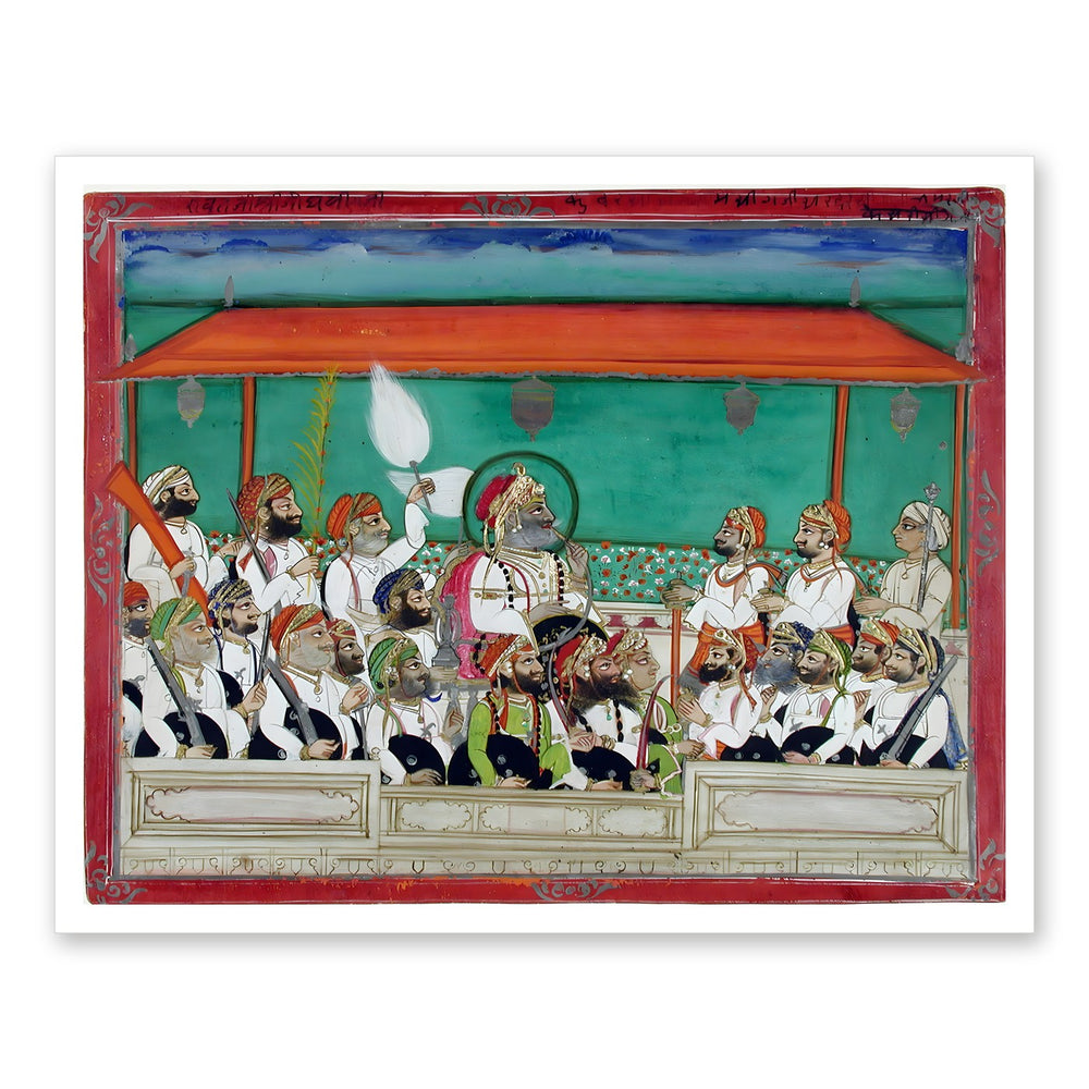 A Maharana Smoking His Hookah in Durbar — Restored Rajput Wall Art — view 7