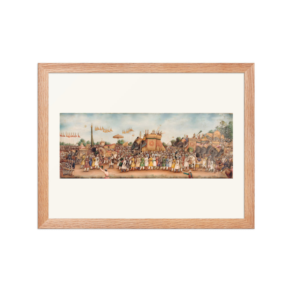 Akbar Shah II Rides an Elephant in Procession — Restored Mughal Wall Art — view 2