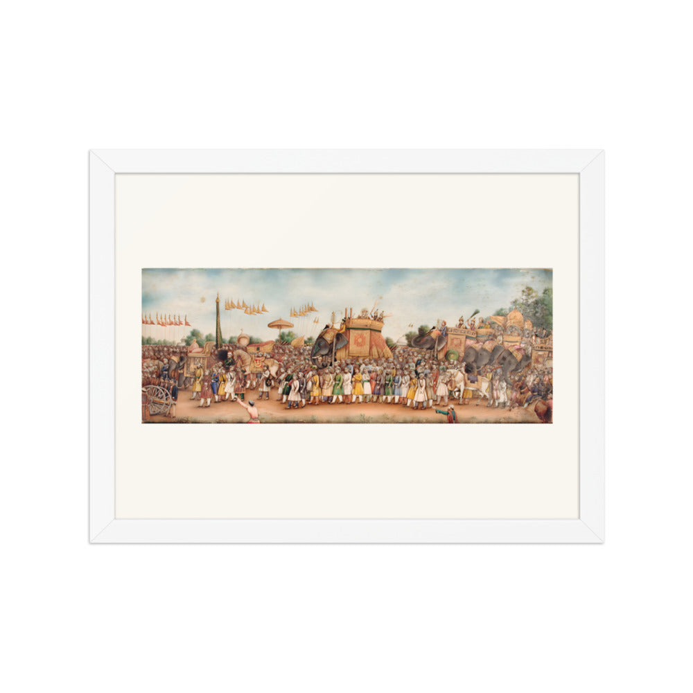 Akbar Shah II Rides an Elephant in Procession — Restored Mughal Wall Art — view 3