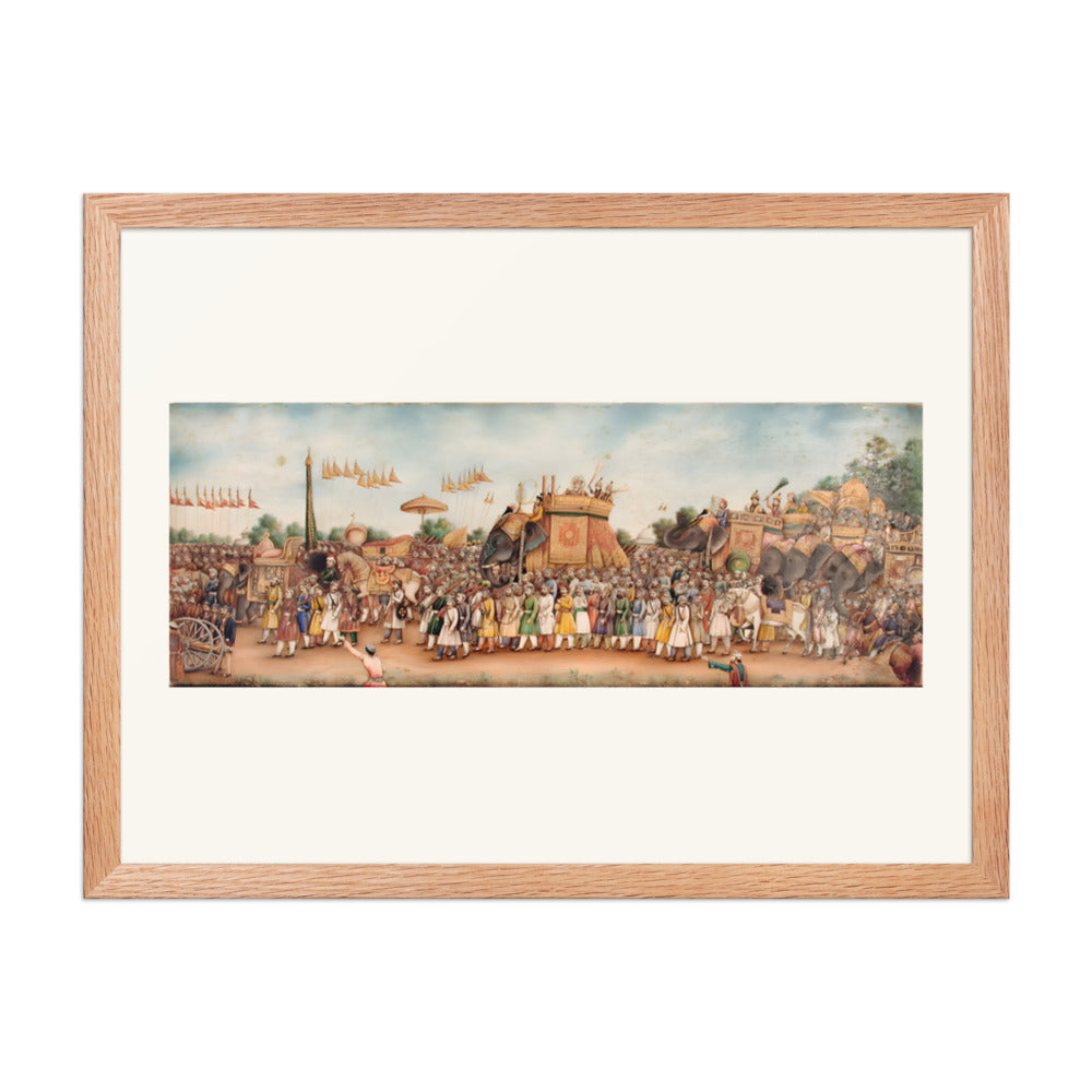 Akbar Shah II Rides an Elephant in Procession — Restored Mughal Wall Art — view 5