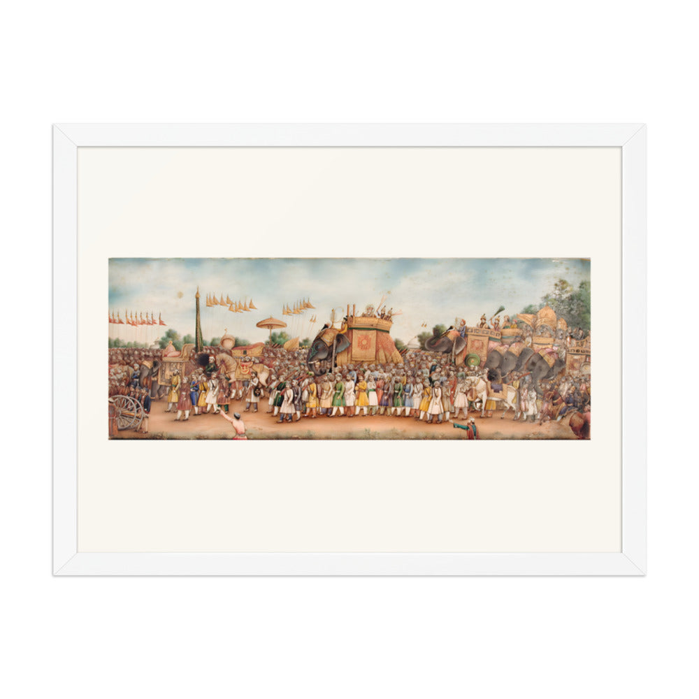 Akbar Shah II Rides an Elephant in Procession — Restored Mughal Wall Art — view 6