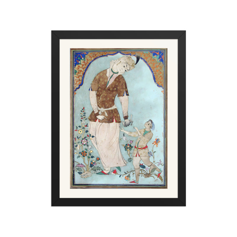 A Lady Falconer Receives Her Prey — Restored Mughal Wall Art