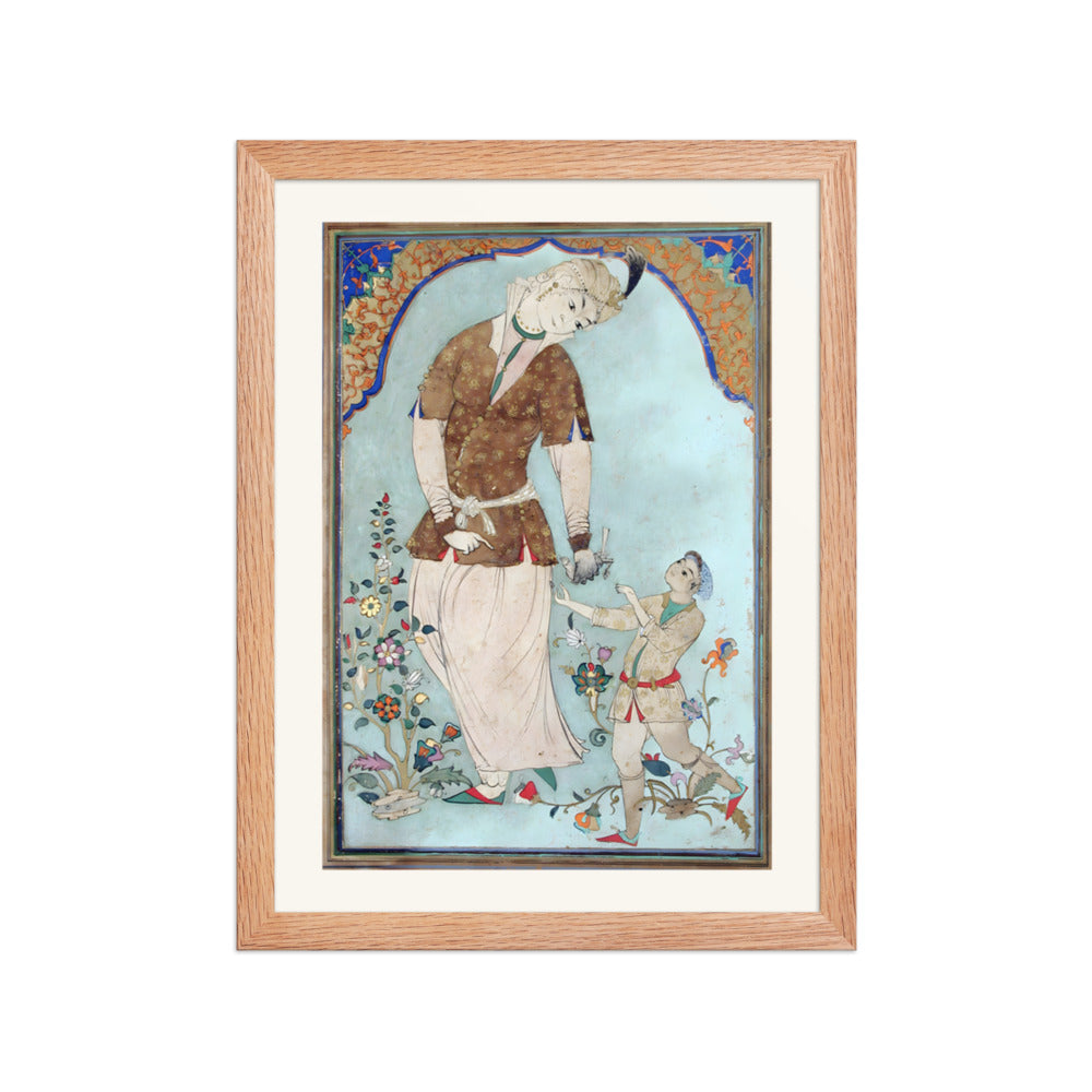 A Lady Falconer Receives Her Prey — Restored Mughal Wall Art — view 2
