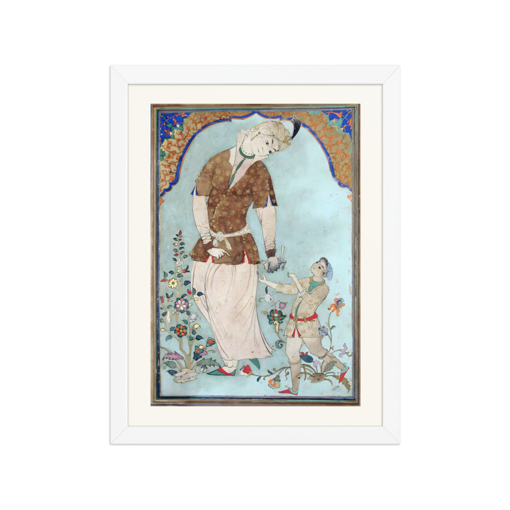 A Lady Falconer Receives Her Prey — Restored Mughal Wall Art — view 3