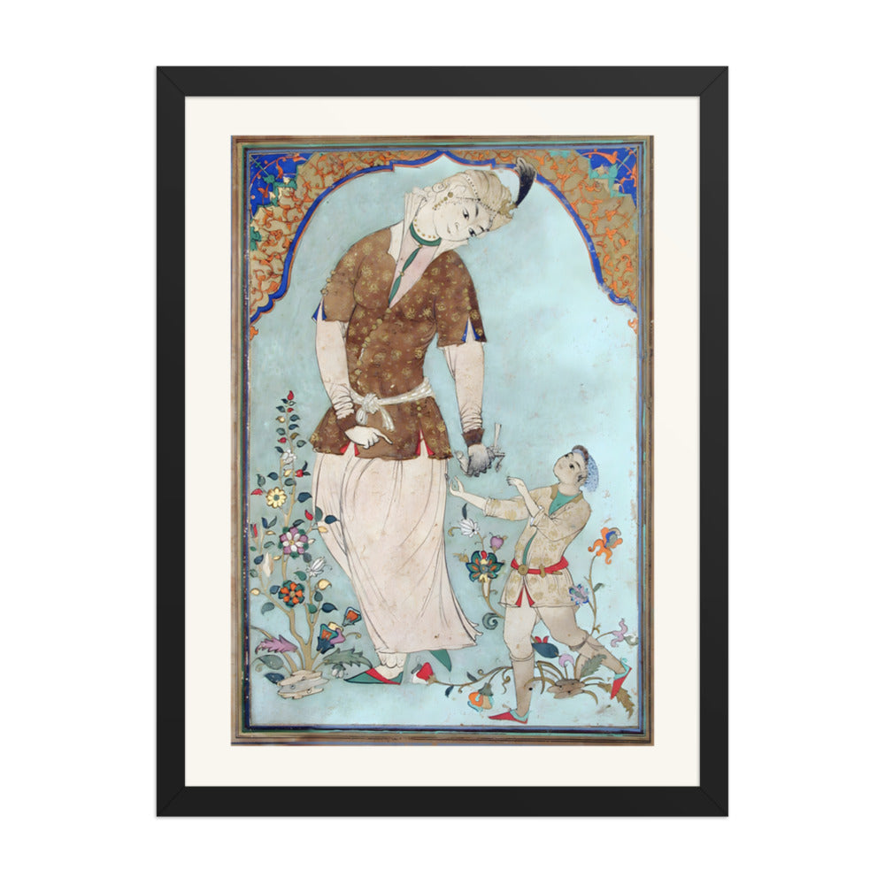 A Lady Falconer Receives Her Prey — Restored Mughal Wall Art — view 4