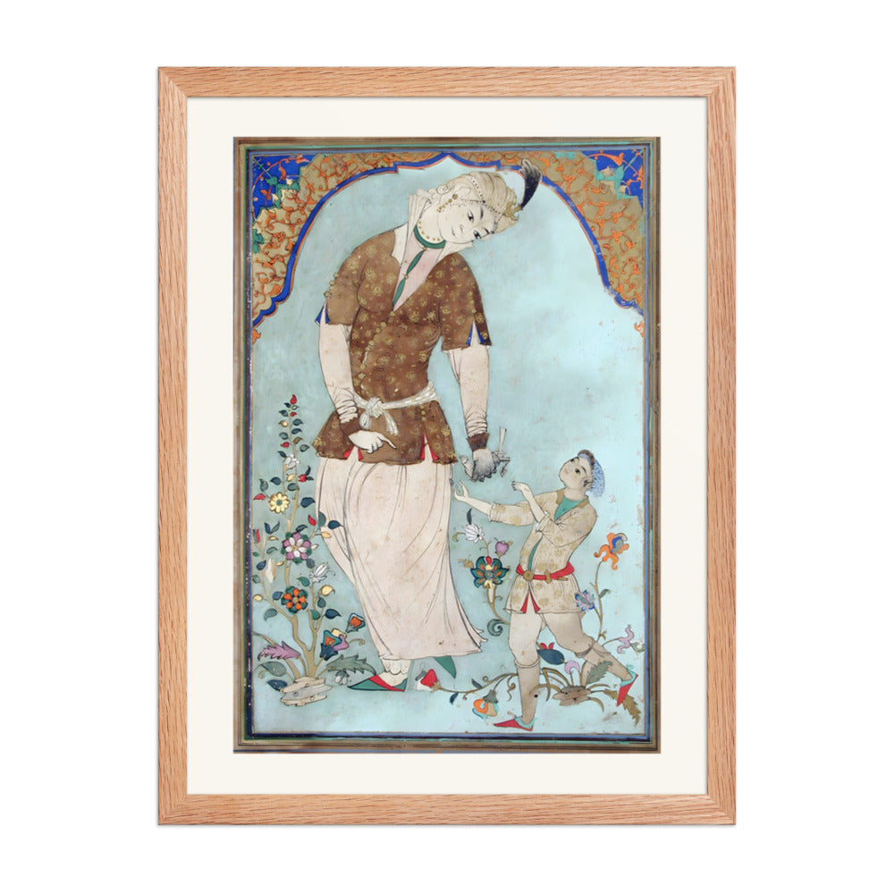 A Lady Falconer Receives Her Prey — Restored Mughal Wall Art — view 5