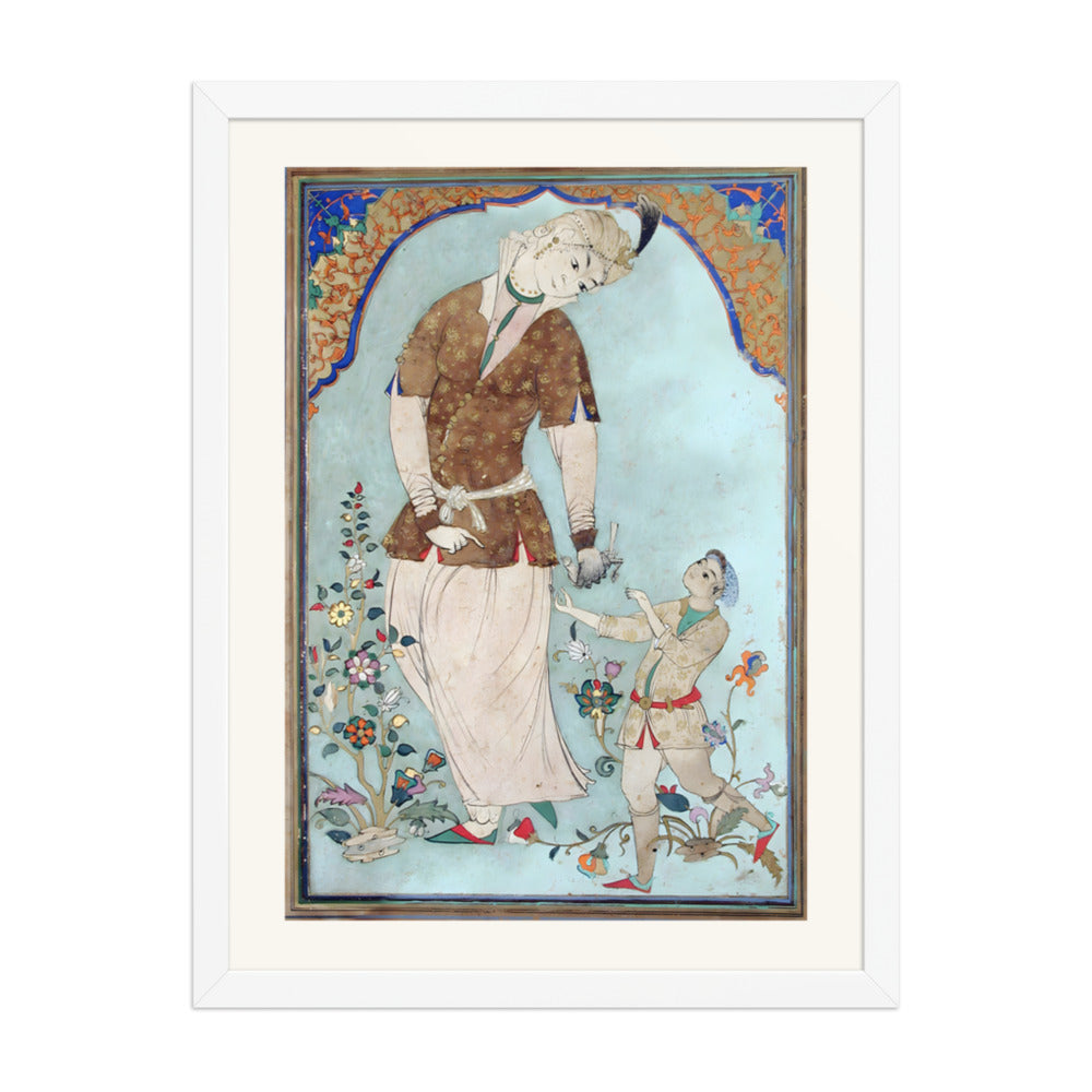 A Lady Falconer Receives Her Prey — Restored Mughal Wall Art — view 6