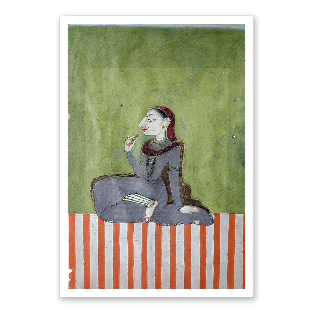 A Princess Smelling a Flower — Restored Indian Court Wall Art — view 7