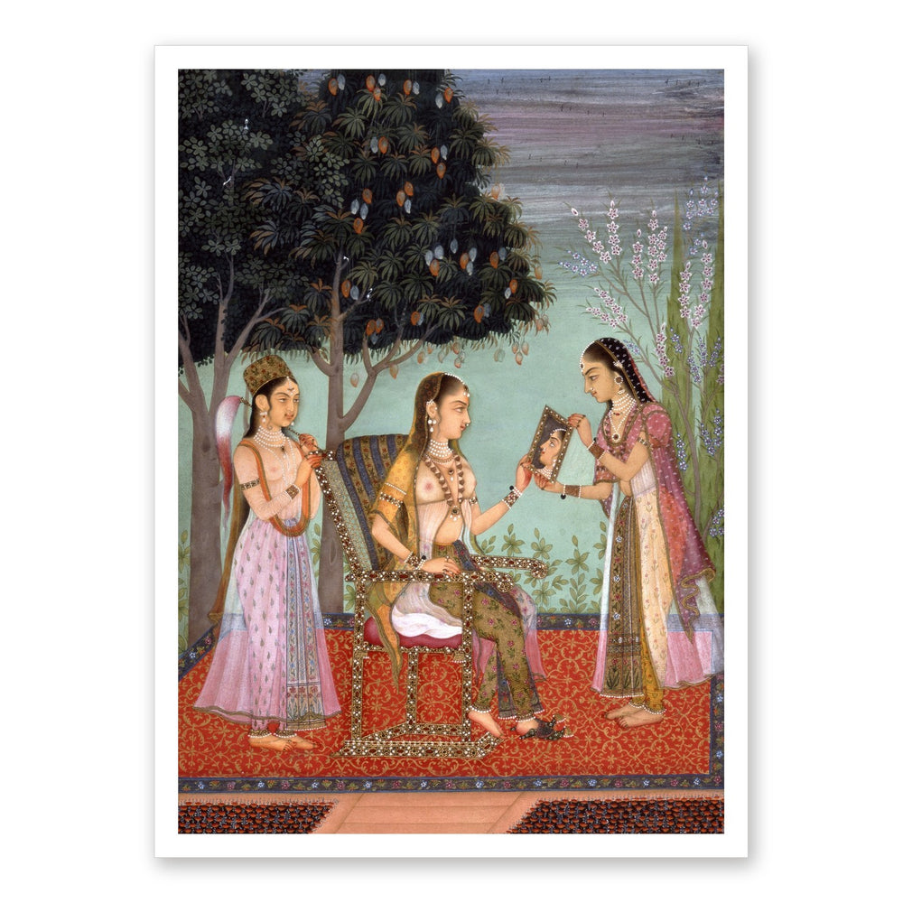 A Lady Gazing into a Mirror — Restored Rajput Wall Art — view 7