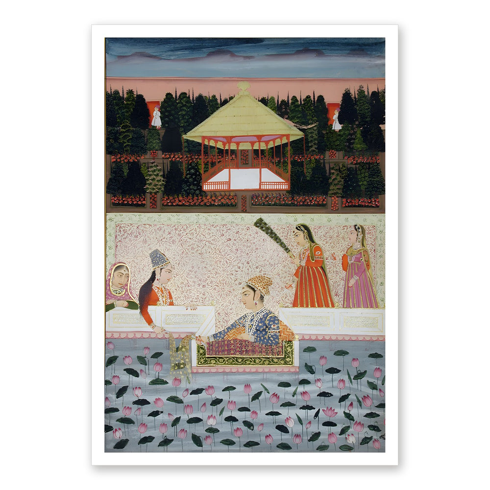 A Prince and Princess on a Terrace — Restored Indian Court Wall Art — view 7