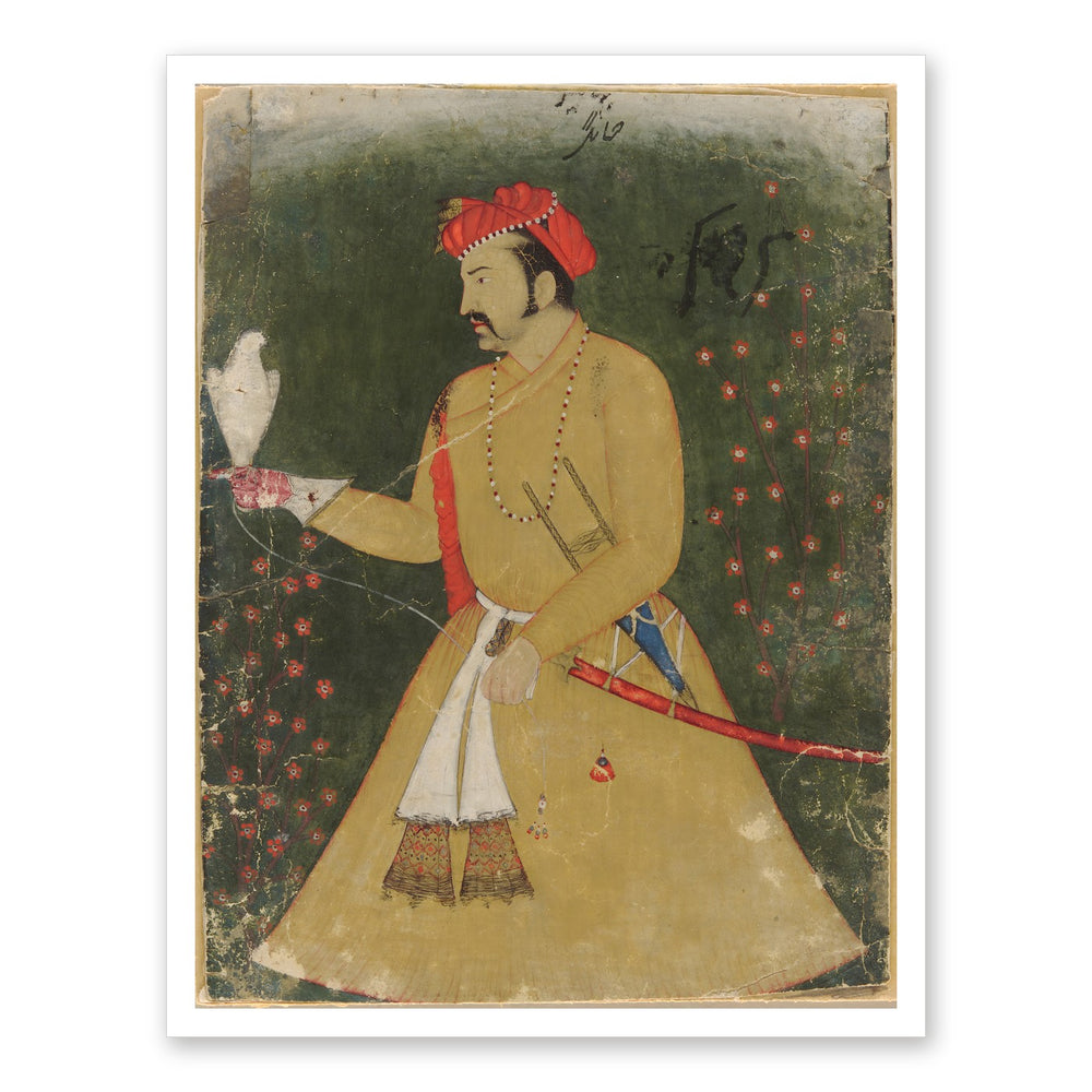 Portrait of Jahangir with a Falcon — Restored Mughal Wall Art — view 7